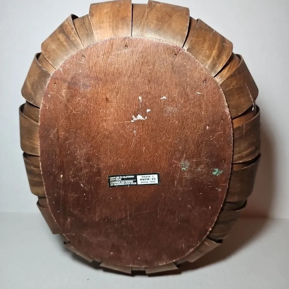 Oval Harvest Large Wooden Bread Basket with Leather Handles Blessed